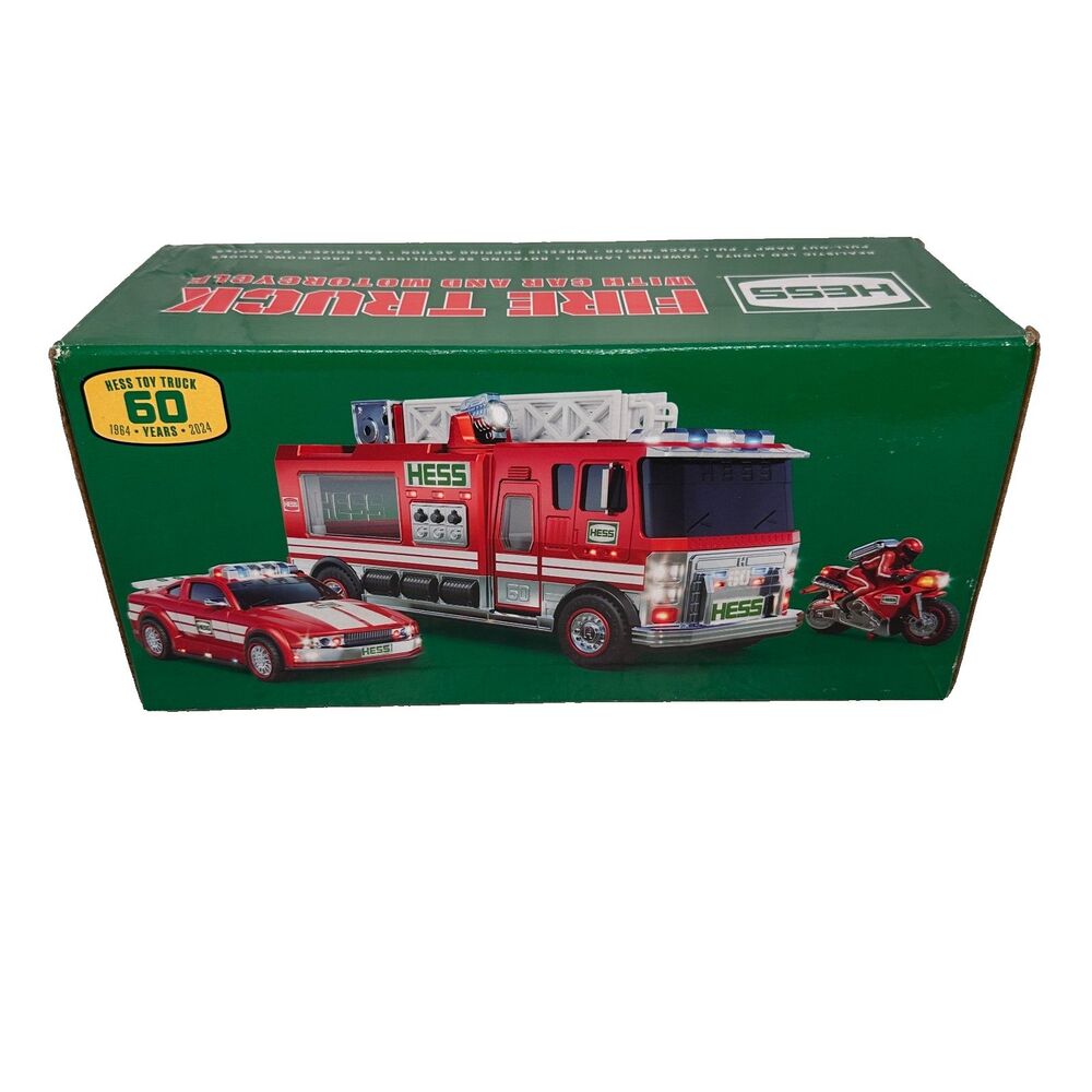 HESS 60th Anniversary Firetruck Car and Motorcycle 2024 New in Box!